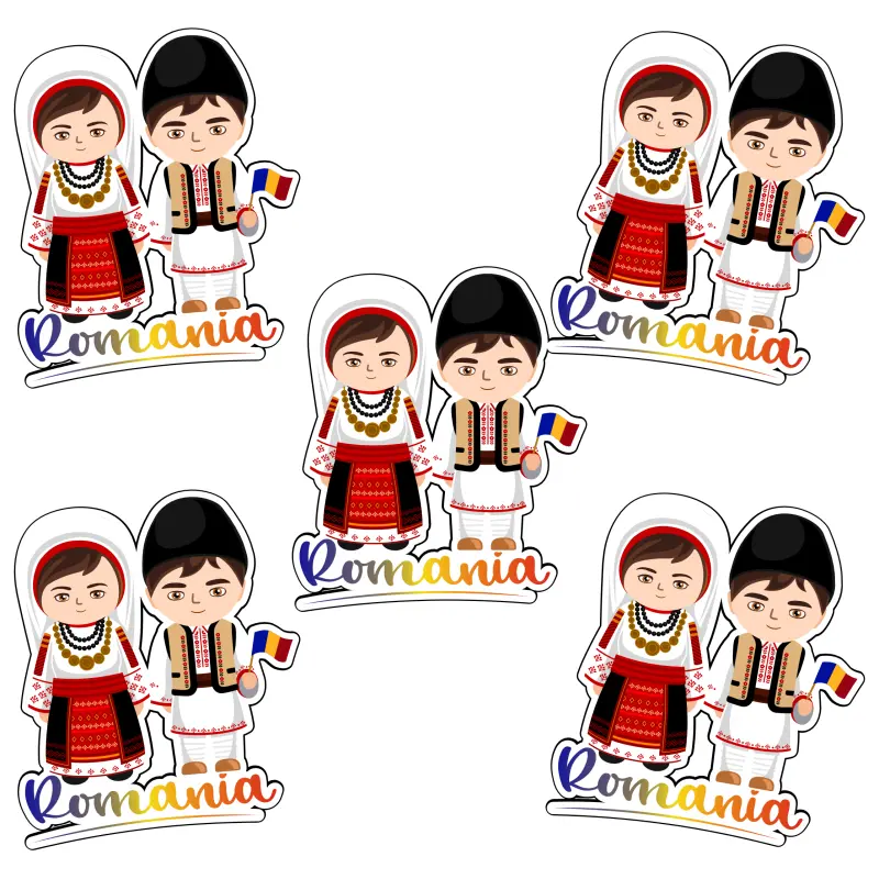 Mgs126-copii tarani port popular romania, magnet frigider